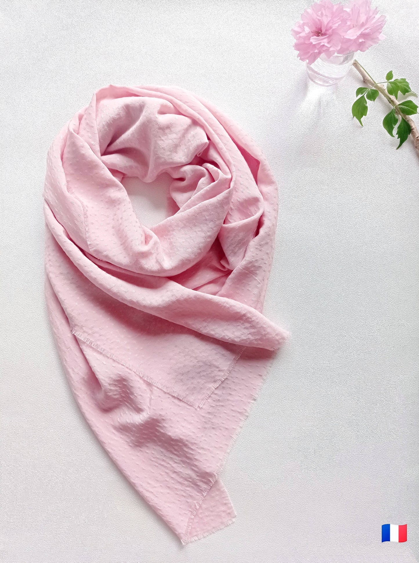 En Popeline écologique - Foulard "Rose Sauvage", Existe en Étole, Paréo, Carré | Made in France