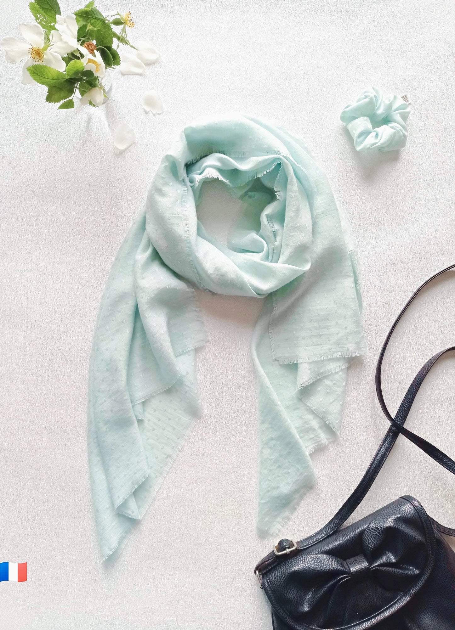 Au Lait BIO - Foulard "Bleu Azur", Existe en Carré | Made in France