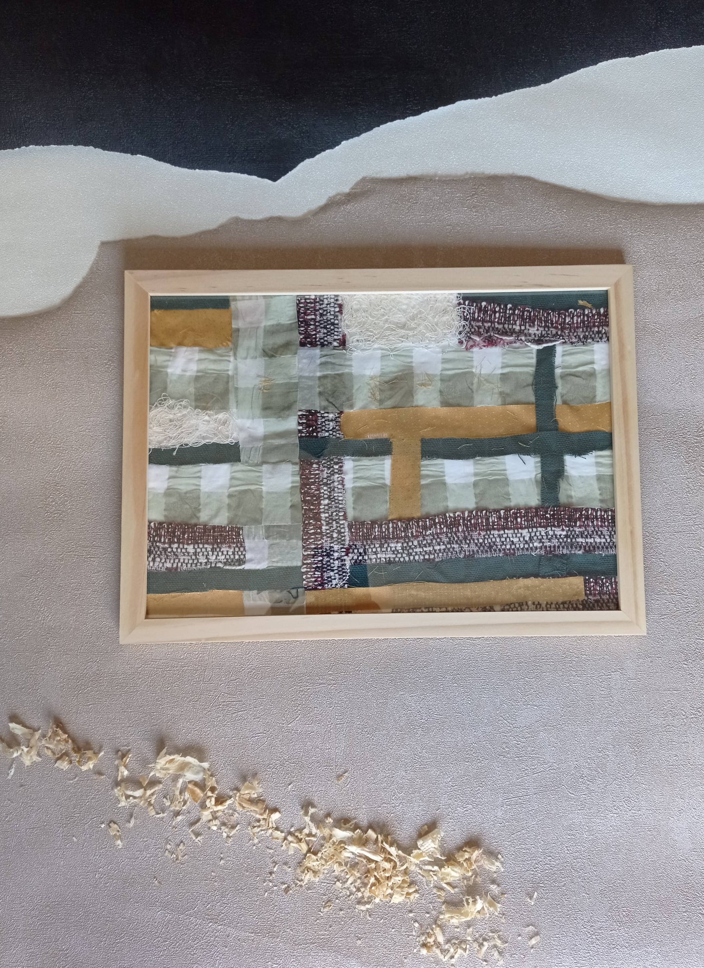 Cadre deco patchwork tissu