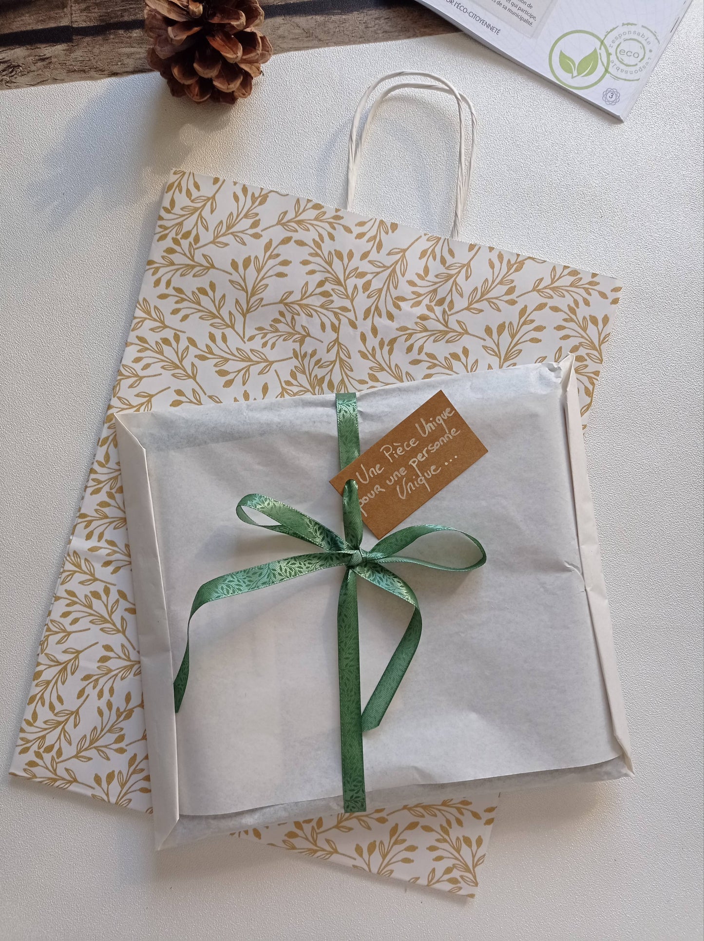 Foulard Unique Vert "Symphonie", Coton Bio | Made in France