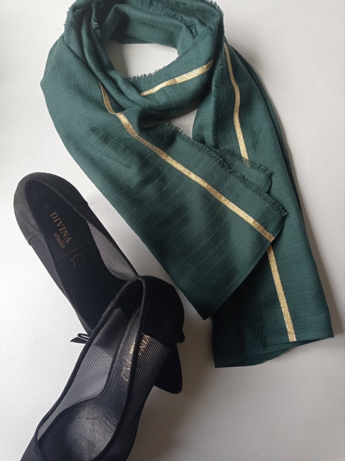 Foulard Chic en Coton Bio, Vert Or | Made in France