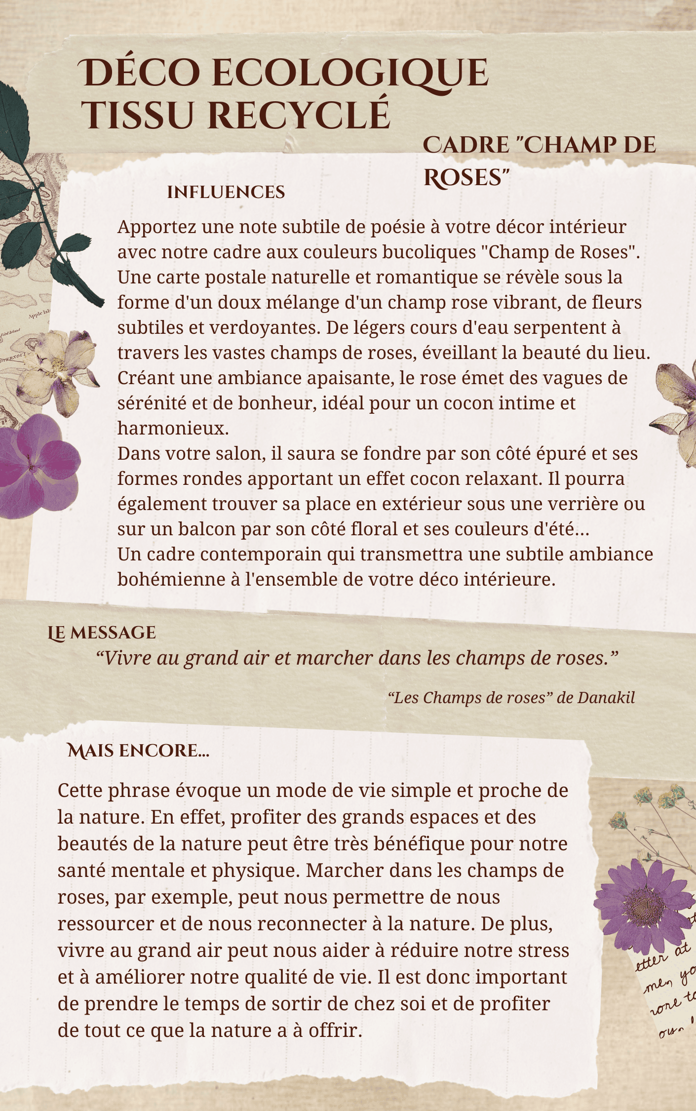 Cadre unique "Champ de Roses" - Upcycling