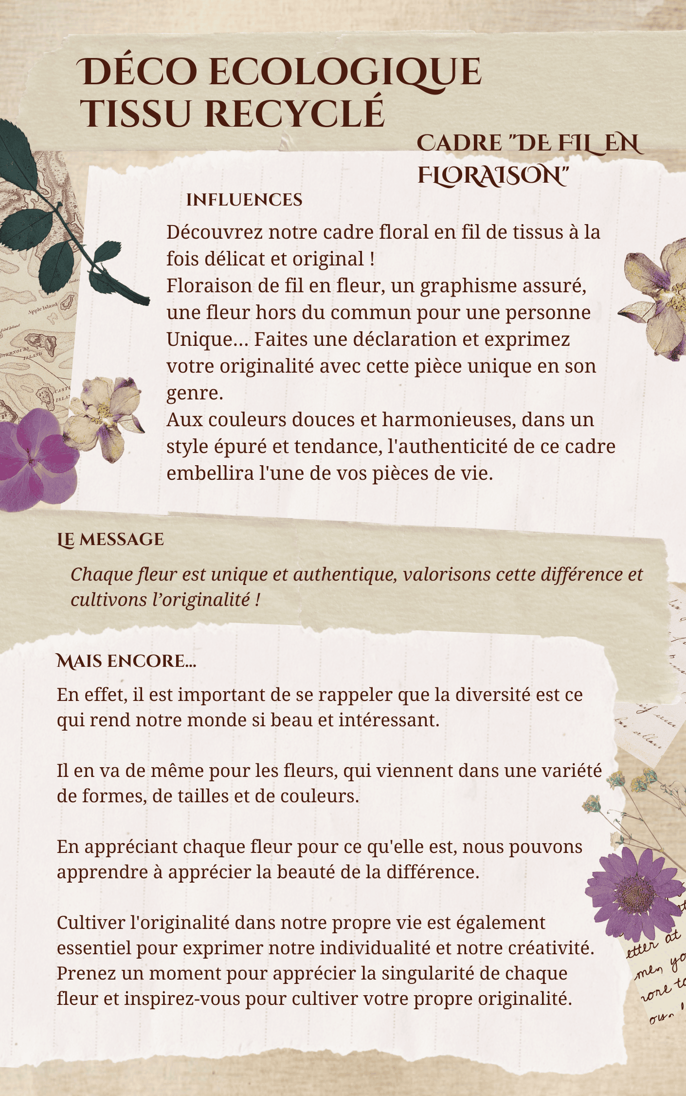 Cadre Unique "De fil en floraison" - Upcycling