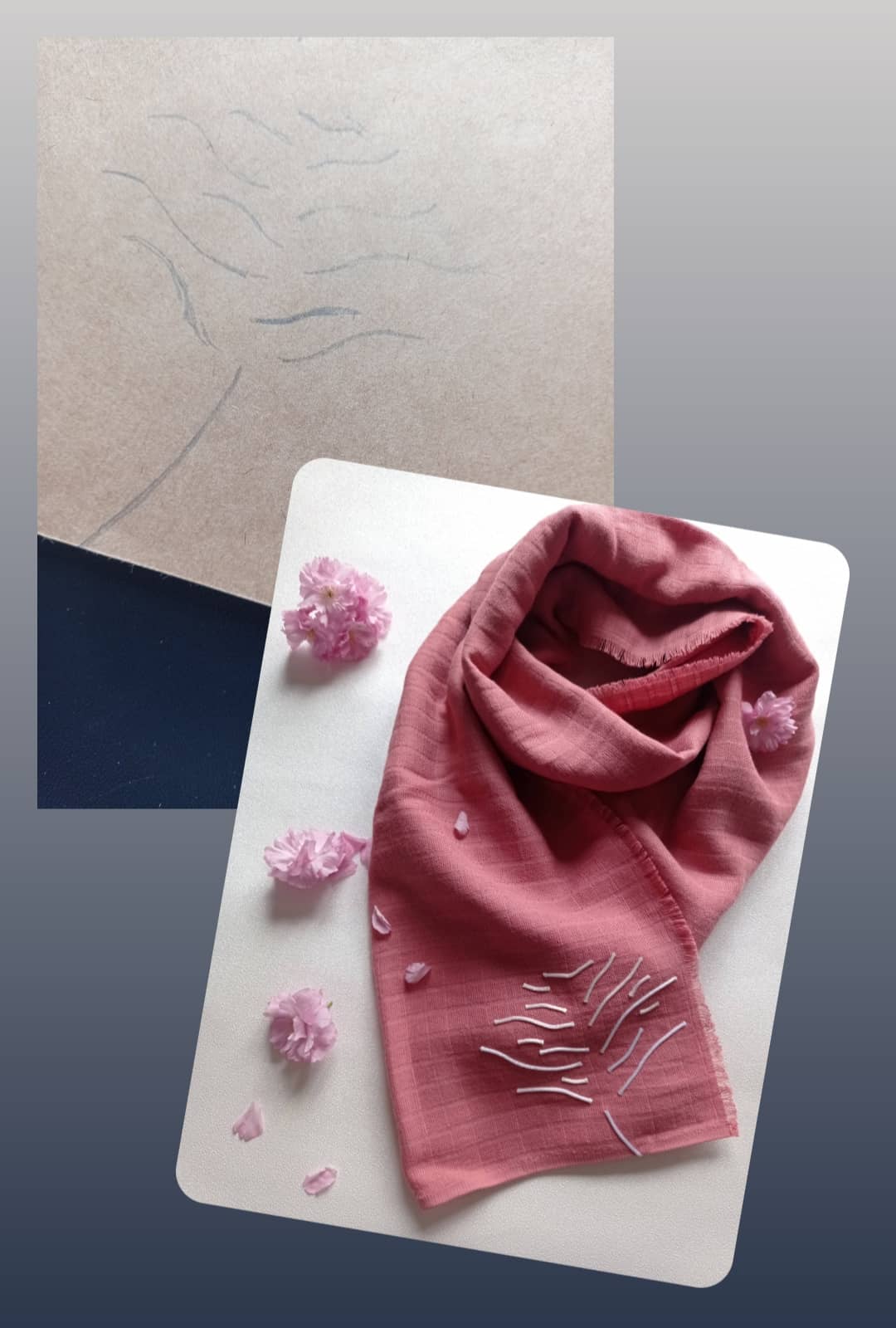 Foulard Unique "Délicate Rose" en Coton BIO | Made in France