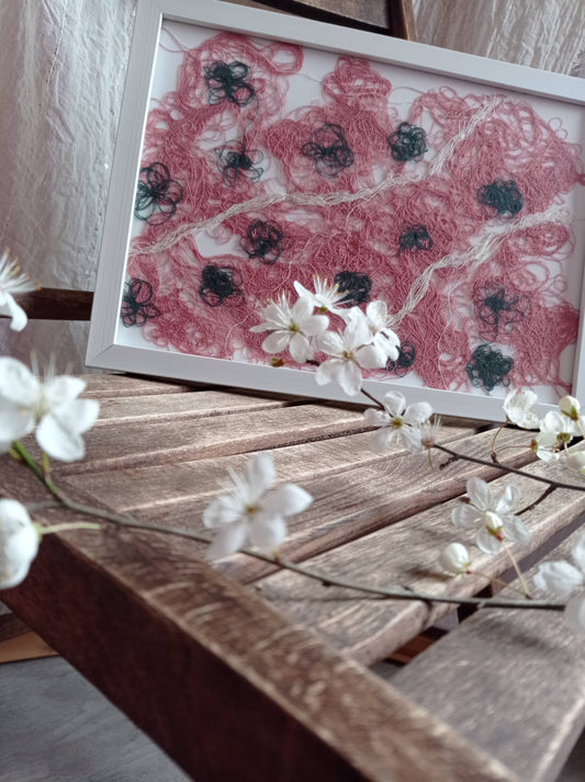 Cadre unique "Champ de Roses" - Upcycling