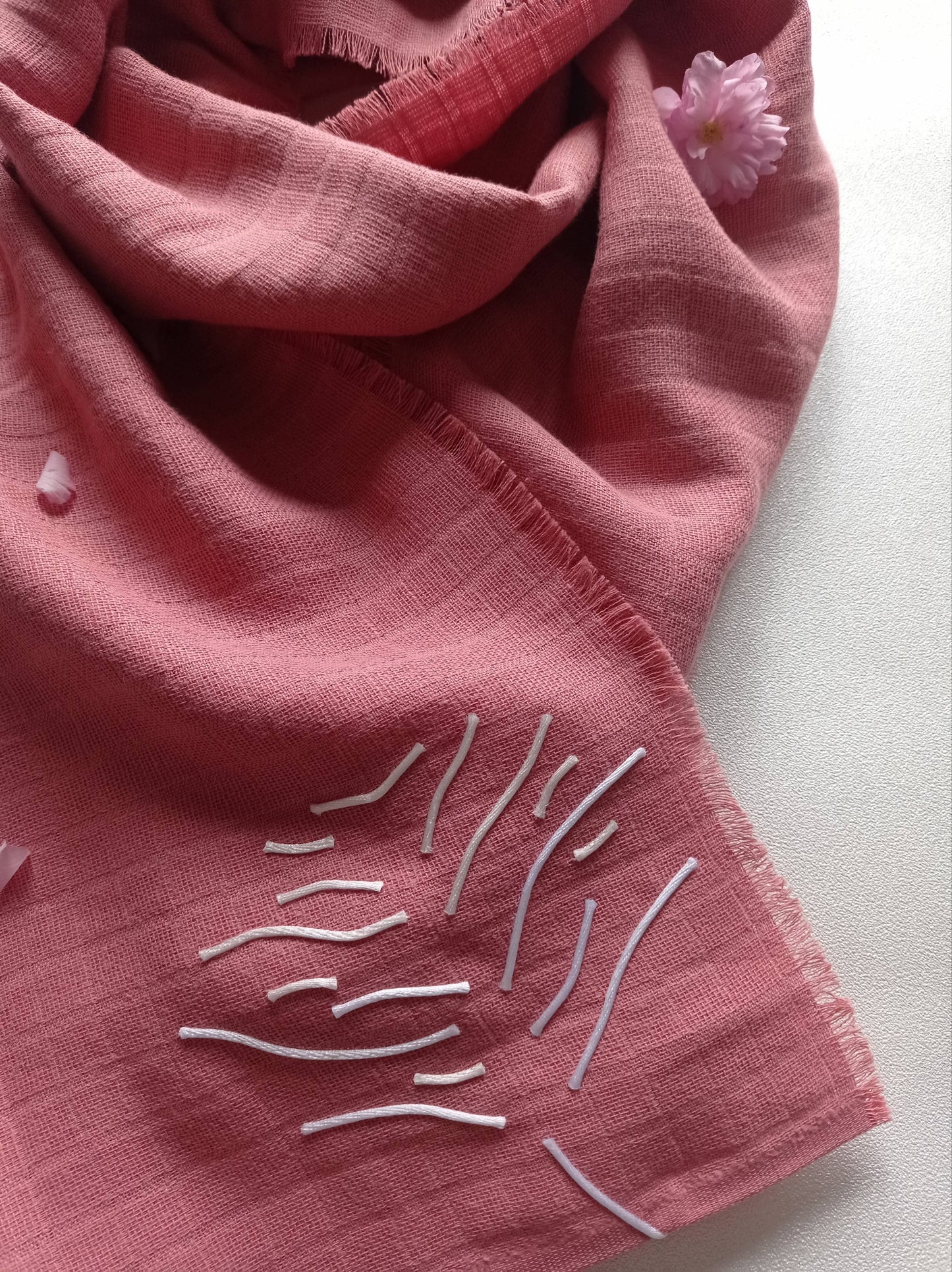 Foulard Unique "Délicate Rose" en Coton BIO | Made in France