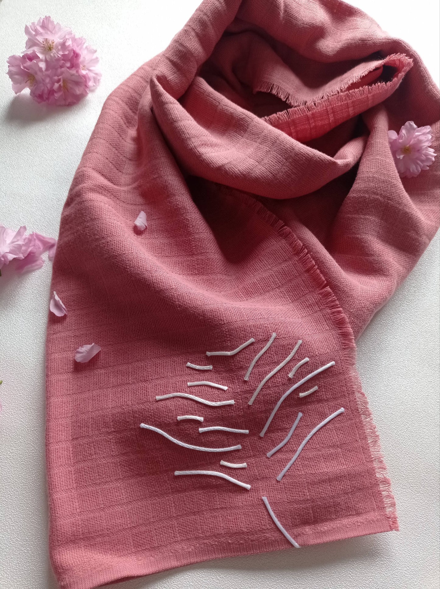 Foulard Unique "Délicate Rose" en Coton BIO | Made in France
