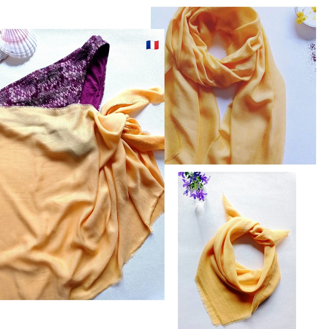 Au Lait BIO - Foulard "Yellow Sun", Existe en Carré ou Paréo | Made in France