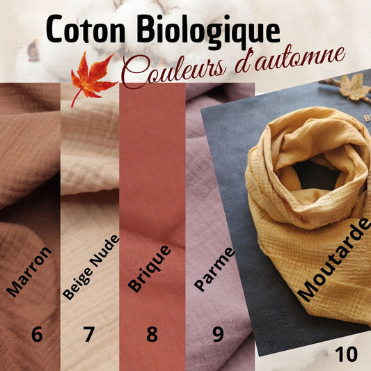 Foulards en coton biologique, Made in France, couleurs au choix