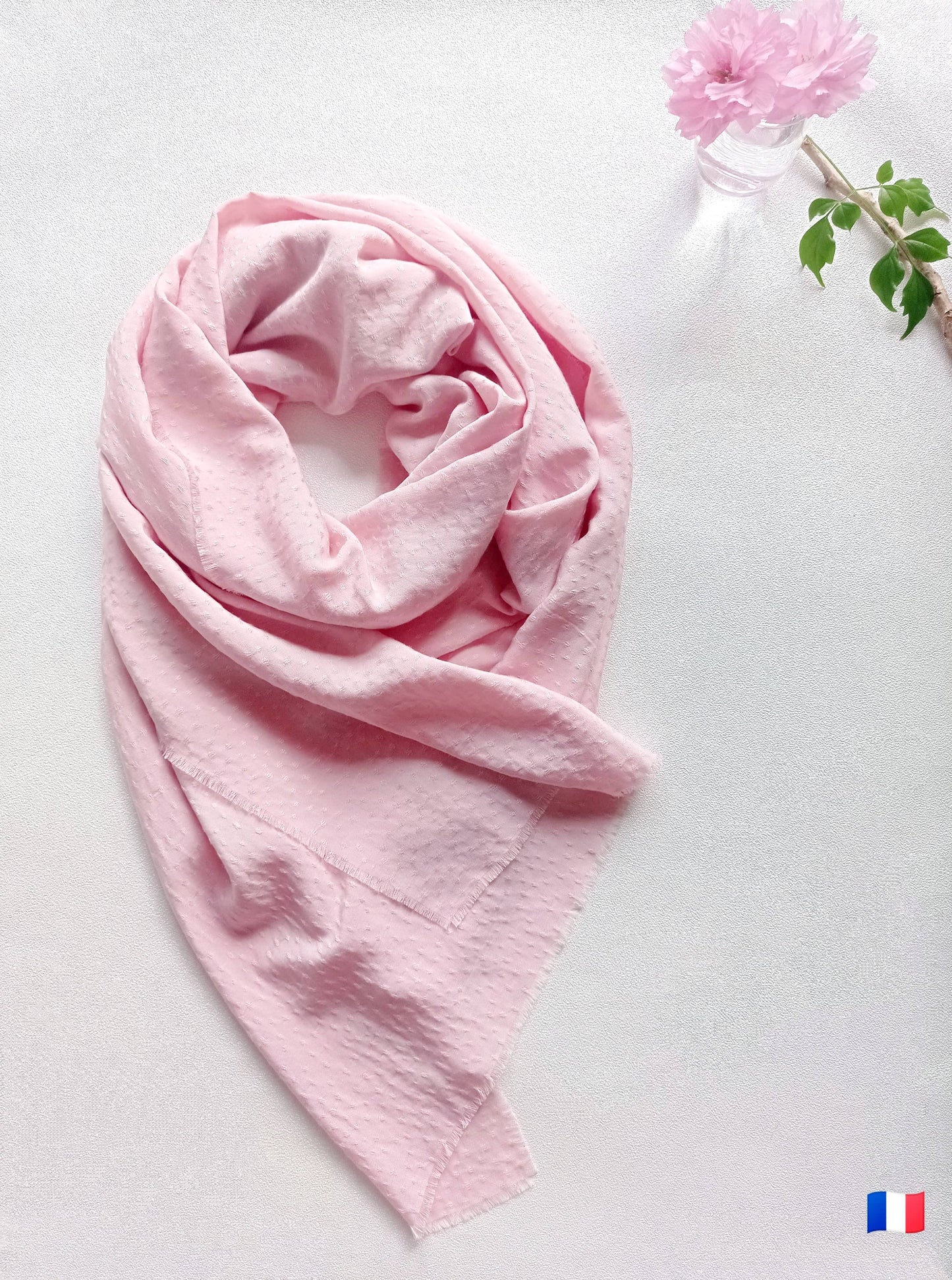 En Popeline écologique - Foulard "Rose Sauvage", Existe en Étole Paréo ou Carré | Made in France