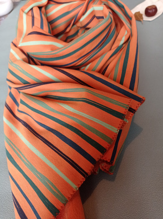 Echarpe polaire unisexe orange à rayures colorées