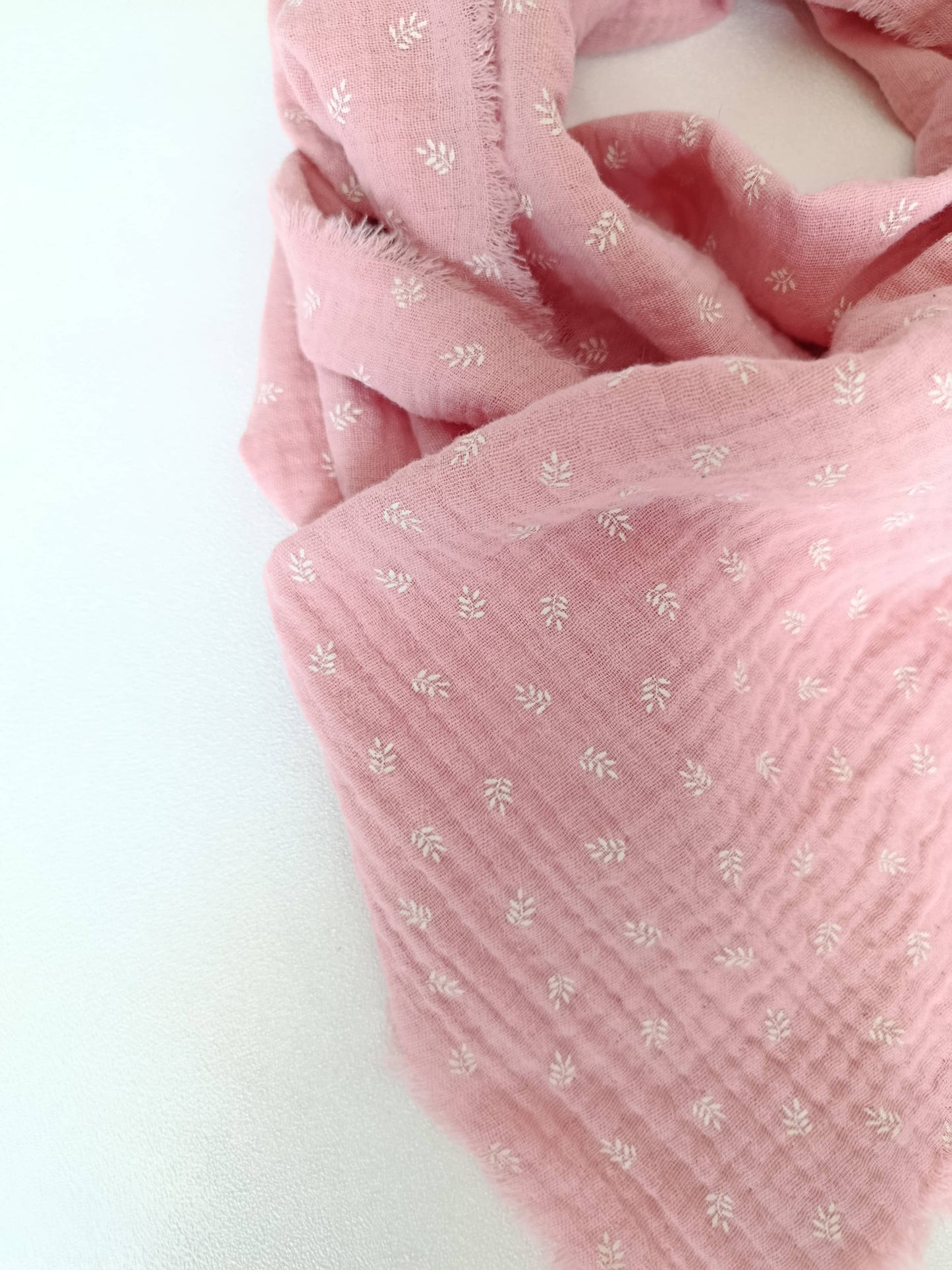 Foulard en Coton Bio, Rose pétale "Épis d'anges" | Made in France