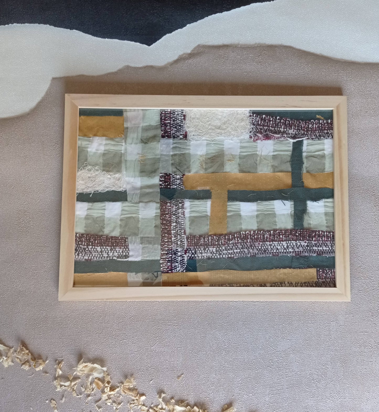 Cadre Patchwork "B R U T" - Upcycling Création Unique