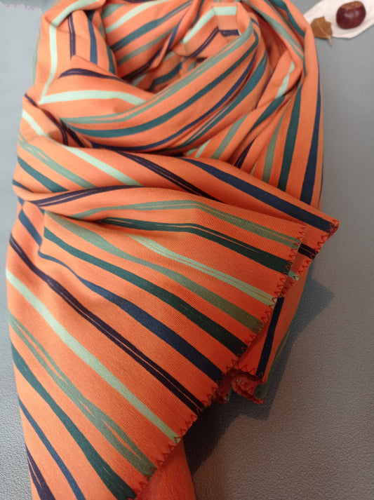 Echarpe polaire unisexe orange à rayures colorées