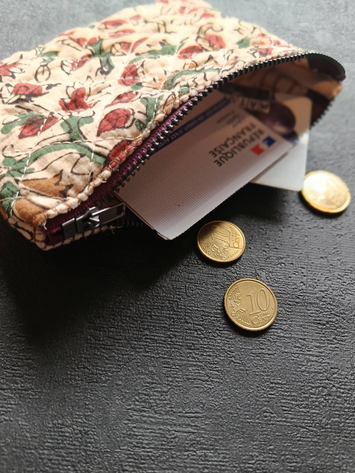 Petite pochette en coton imprimés indien (porte-monnaie, porte-carte, trousse maquillage) | Made in France