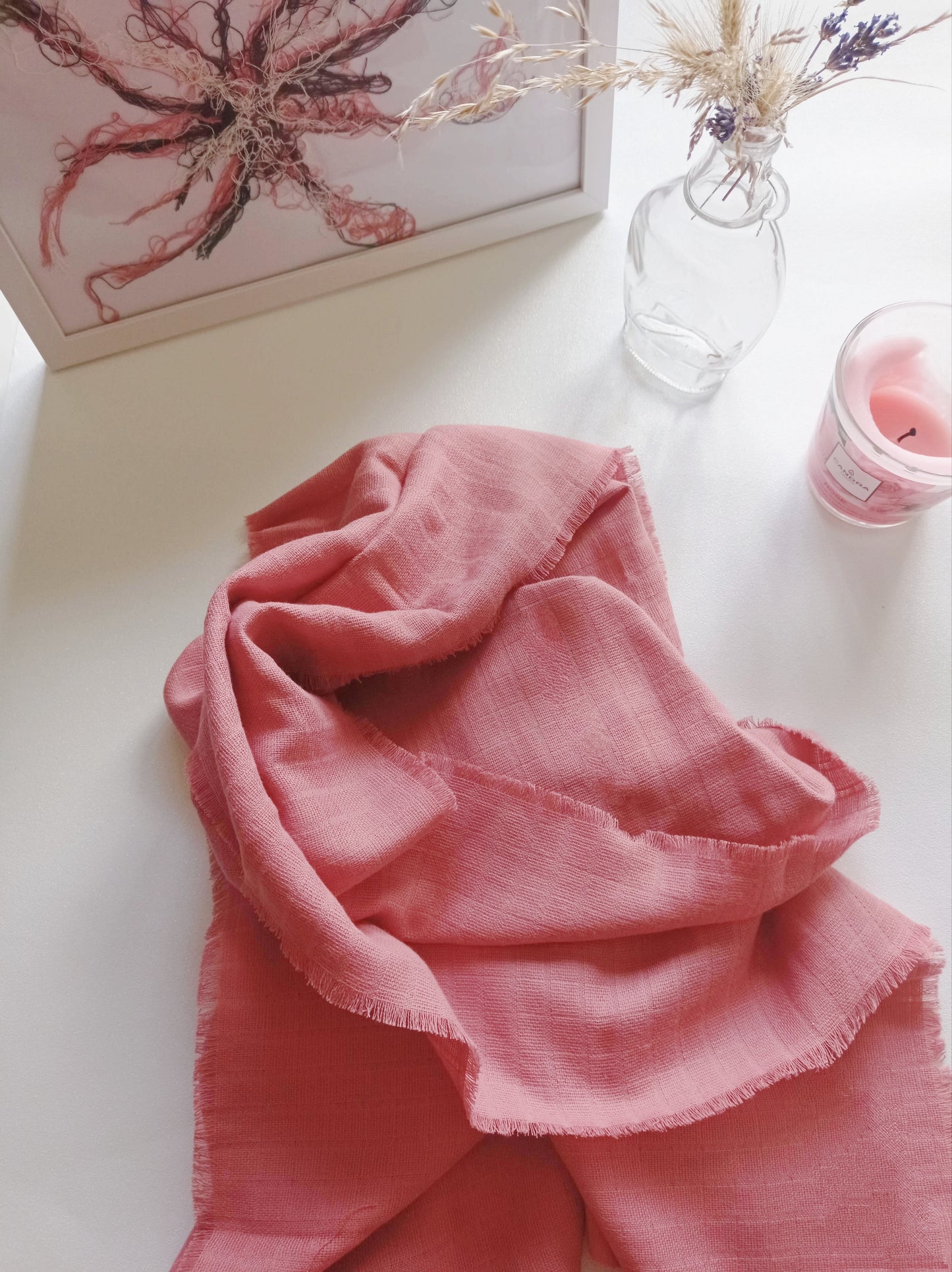 Étole Rose poudré en Coton BIO | Made in France